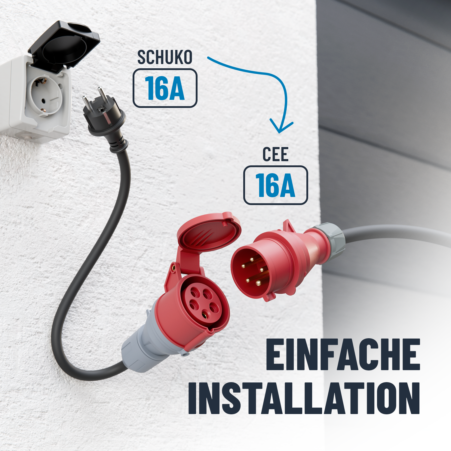 Adapter Schuko Stecker auf CEE Kupplung