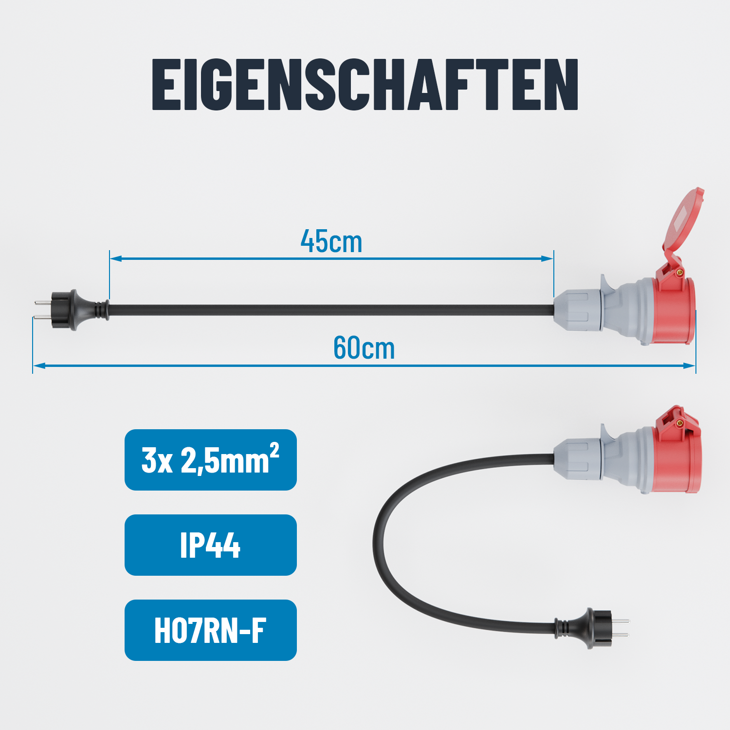 Adapter Schuko Stecker auf CEE Kupplung