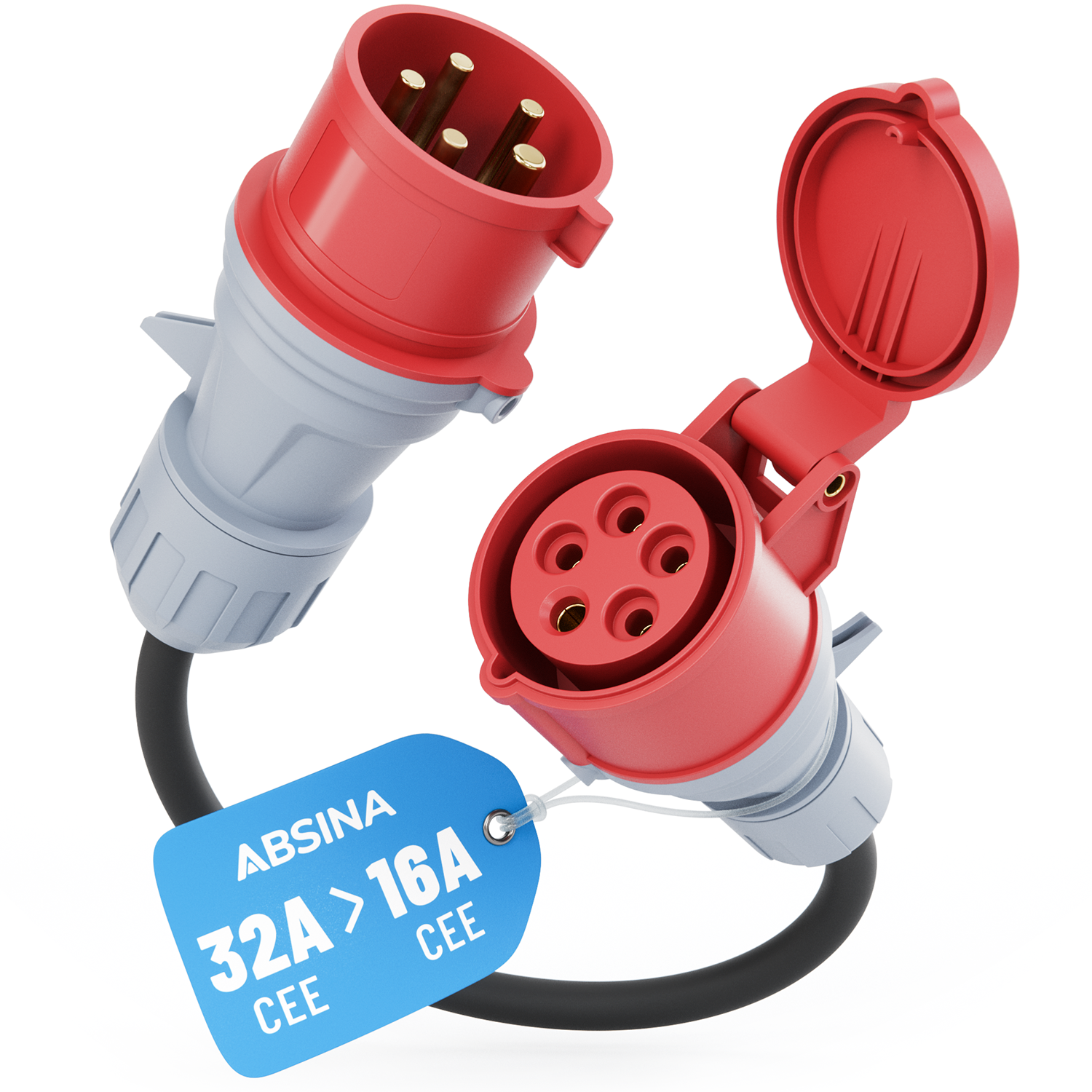 Adapter CEE 32A Stecker auf 16A Kupplung