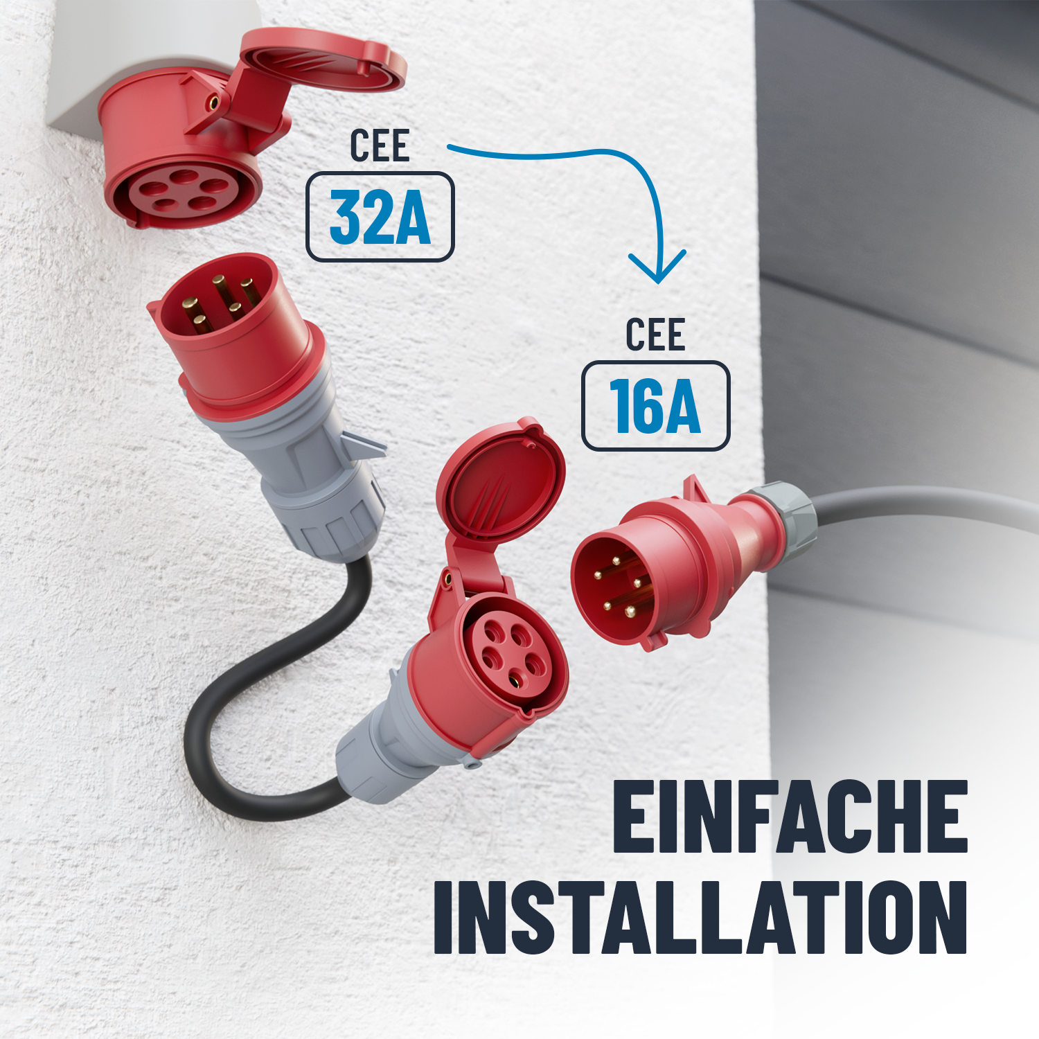 Adapter CEE 32A Stecker auf 16A Kupplung