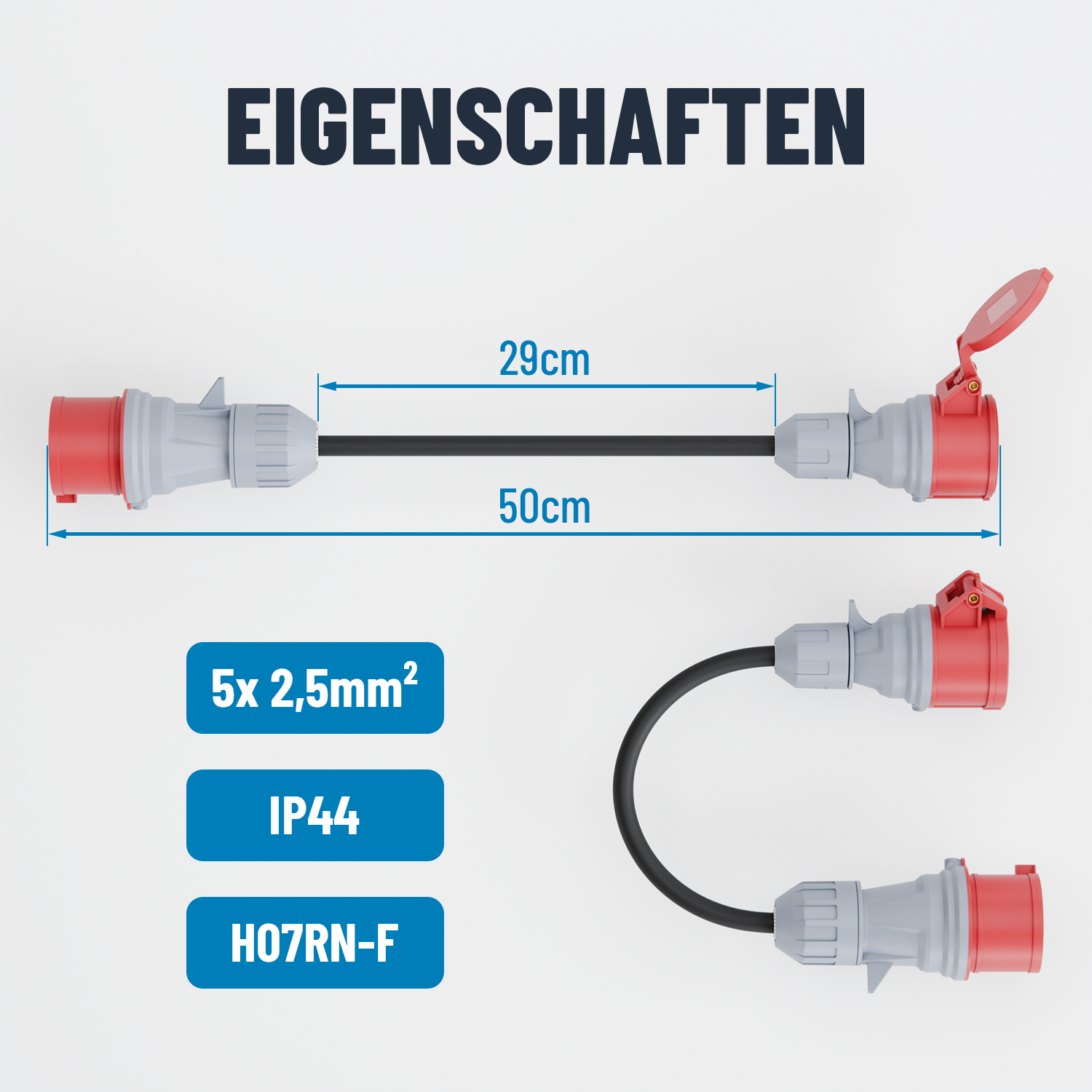 Adapter CEE 32A Stecker auf 16A Kupplung