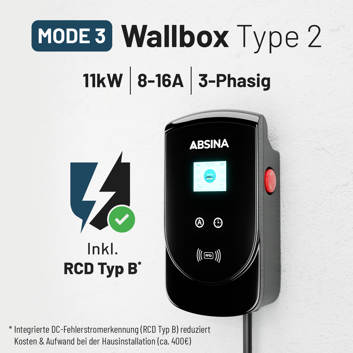 Wallbox/Tragbar Mobil/11 KW Ladestation /Typ 2 /Mobile Wallbox/7m
