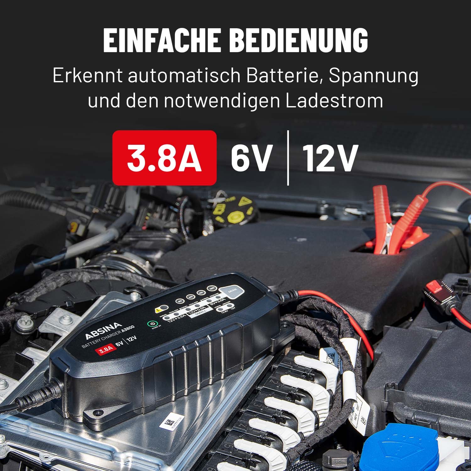 AUDEW Batterie-Ladegerät (für Auto&Motorrad 6/12V, 6,5A, LCD